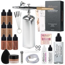 Belloccio Cordless Handheld Airbrush Makeup System 4 Tan Foundation Shades 18pc