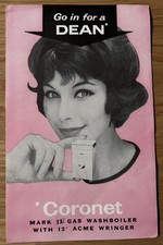 1960's DEAN CORONET GAS WASHBOILER Leaflet Wringer Washing Machine BURNLEY