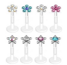 Bioflex - Lip Stud Monroe Tragus - Flower or Tiny Star - Choose Colour & Length