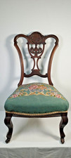 Antique Nursing Chair Tapestry Upholstered Queen Anne Cabroile Leg On Castors
