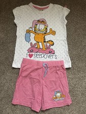 Garfield Girls F&F Pyjamas Set Age 8-9 Years In Outstanding Condition
