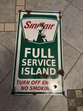 Antique style porcelain look Sinclair Dino Dealer Gas Pump Fill Service Sign