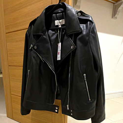 New womens black faux - m&s,