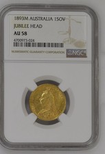 1893-M Victoria Jubilee Head Gold Sovereign - NGC Graded AU58 - DISH M14