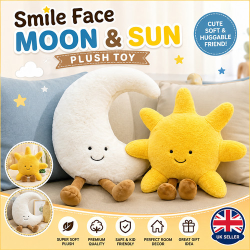 Cute smiley sun moon plush - plush, toy