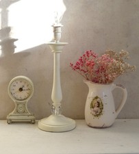 Vintage Off White Laura Ashley Spindle Table Lamp, Glass Crystal Ornate