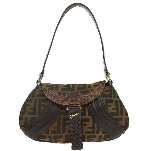 Fendi brown zucca spy handbag - fendi,