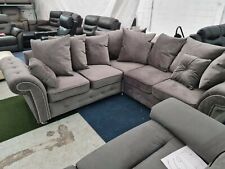 Plush velvet grey corner sofa