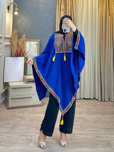 Blue embroidered palestinian - blue,