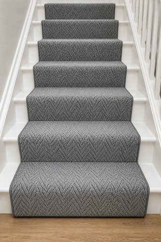 Grey herringbone stair - herringbone, runner
