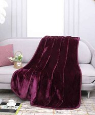 Super Soft Faux Fur Mink Throw Large Sofa Blanket Fleece Plain Warm Double King