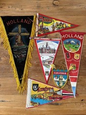 6 x Vintage European pennants Holland Belgium Italy Norway
