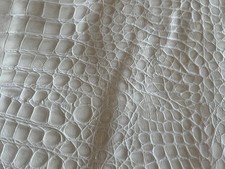 Cream 100% genuine leather hide shiny embossed faux croc snake? Brand new