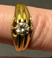 18ct gold gents ring with single round brilliant 0.52ct diamond, size Q