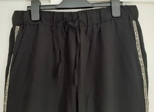 ZARA BLACK COOL COTTON JOGGERS WITH SILVER RHINESTONE SIDE STRIPE SIZE SMALL