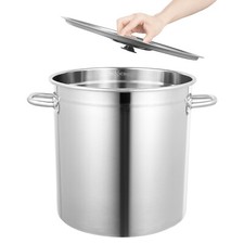 35L Large Stainless Steel Deep Stock Pot with Lid Catering Saucepan Cooking Pan