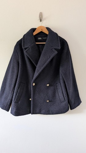 Zara wool coat women navy - women's,