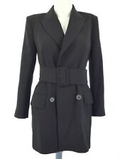 Zara Blazer Dress Jacket Black Double Breasted Belted Fitted Smart Bloggers XS