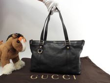 Gucci tote bag shimmer leather black handbag 14.5*10.2*4.7 inch
