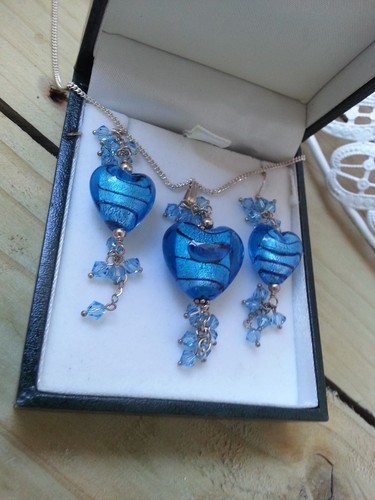 Blue murano glass heart - blue,