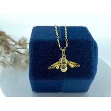  Bee Sterling Silver Gold vermeil necklace Bumble Bee, Gift Nature Lover Gift
