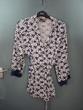 Lipsy Size 10 Blue Heart Print Wrap PJ Pyjama Top (225/137/v)