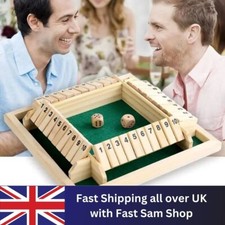 4 Players Shut The Box Wooden Traditional Pub Dice Family Kids Childrens Game UK