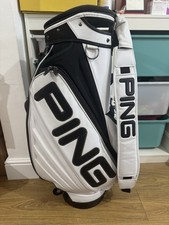 PING Tour Golf Staff Bag, White/Black, 6-Way divider, strap, hood, 6kg, decent