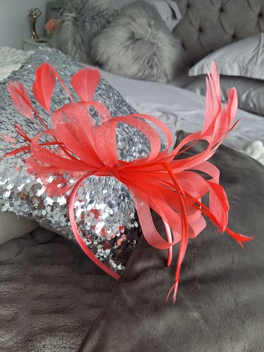 Fascinator headband coral - headband,