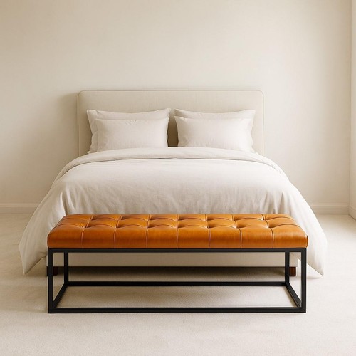 Oxford ottoman tan - tan, genuine