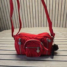 19z Authentic Red Kipling Small Crossbody Bag Adjustable Strap Monkey Keyring