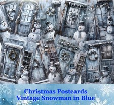 Christmas Postcards - Blue Snowman - Postcards