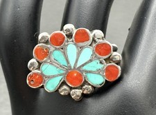 Blue Turquoise & Coral Enamel