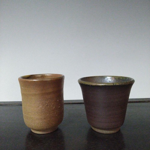 Bizen ware yunomi tea - tea, pair