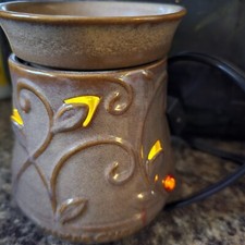 Yankee Candle Electric Tart Warmer Leaf Vine Brown Ceramic Lights Up