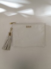 BIBA White Faux Leather Clutch Evening Bag with Gold Tassel Detail - PRE-OWNED