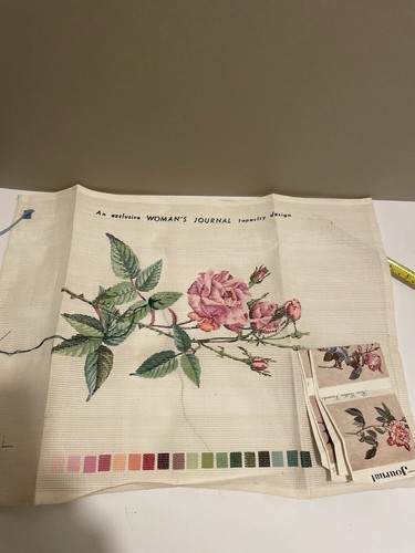 Rose needlework tapestry - needlework,