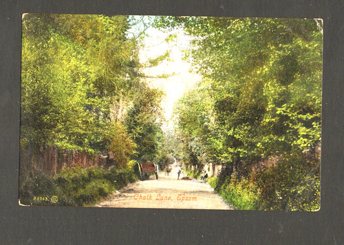 Old postcard chalk lane epsom - chalk,