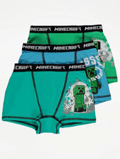 Boys Minecraft Creeper 3 Pack  Hipster Boxer Trunk Fit  Underpants 8-12 Years