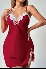 Women Sexy Lingerie Babydoll Night Sleepwear Nightwear burgundy new size 12-14