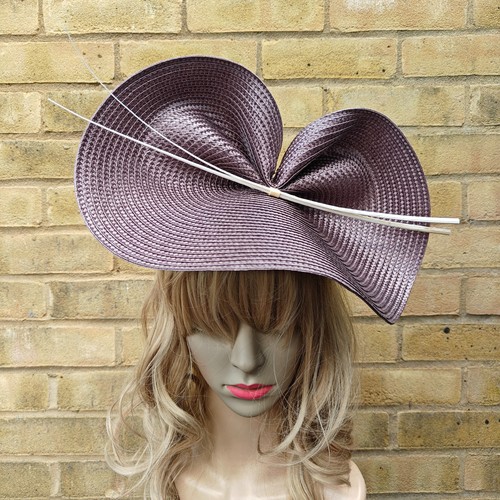 Mauve brown cream fascinator - mauve,