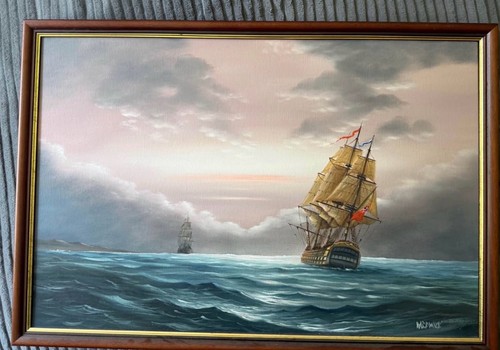 Large naval scene oil painting - large,