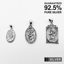 925 Sterling Silver SAINT ST CHRISTOPHER Protection Pendant ✔️Solid✔️Quality