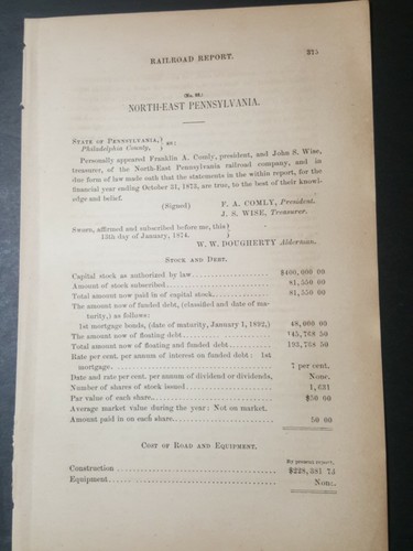 1874 train report - , east