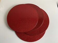NEW CHRISTMAS SET 4 OVAL FESTIVE RED GLITTER DESIGN PLACEMATS PLACE SETTINGS. 