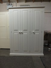 Hampshire Painted 3 Door Coat Cupboard with Shelving, Bespoke size colour avail