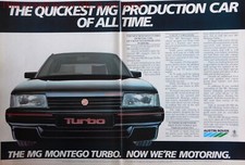 MG 'MONTEGO Turbo' Saloon Motor Car ADVERT : Original 1985 Print Ad -227