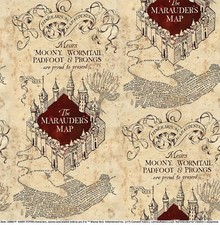 Fat Quarter Harry Potter Marauder's Map 100% Cotton Quilting Sewing Fabric