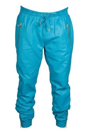 Men leather turquoise sweat - men's,