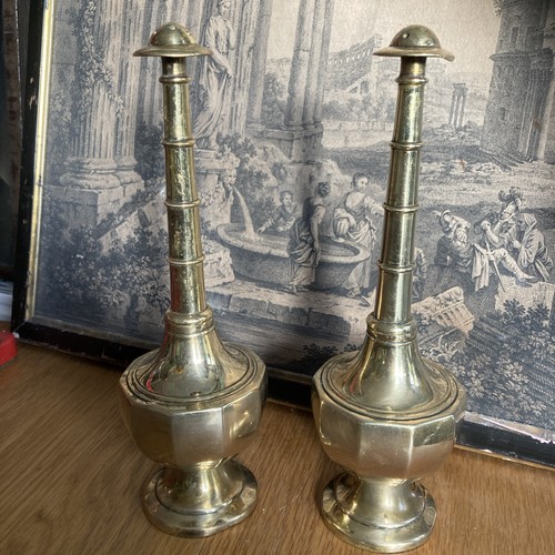 Pair vintage brass rose water - brass,